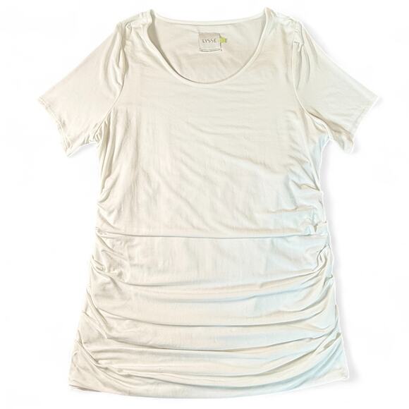 Lysse Off White Shirred Short Sleeve Modal Slimming Shapewear Base Layer Top 1X - Picture 1 of 9